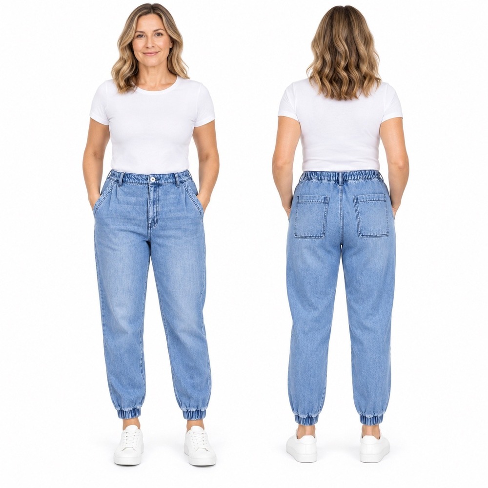 NEW Style & co Size Large High Rise Comfort Waist Denim Joggers Light Blue